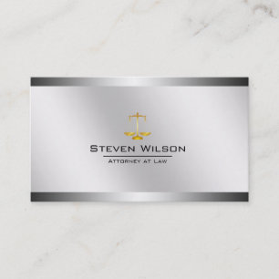 Attorney At Law White and Silver Steel Legal Scale Business Card