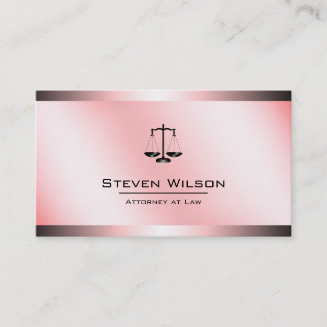 Attorney At Law White and Silver Steel Legal Scale Business Card (Front)