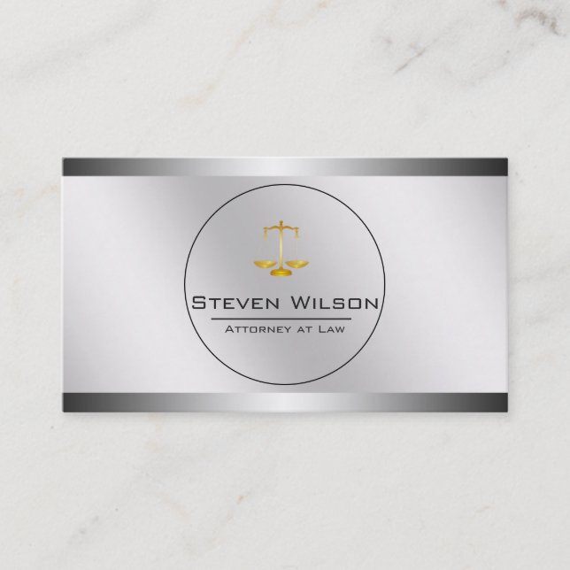 Attorney At Law White Black Gold  Legal Scale Business Card (Front)