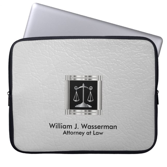 Attorney at Law White Leather Laptop Sleeve (Front)