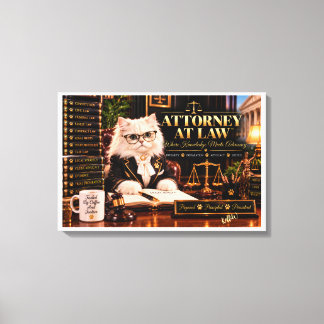 Attorney at Law White Persian Cat | Elegant Legal Canvas Print