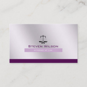 Attorney At Law White Purple Steel Legal Scale Business Card