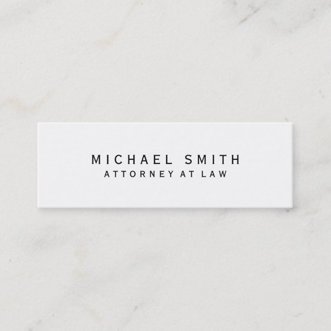 Attorney at Law White Simple Minimalist Mini Business Card (Front)