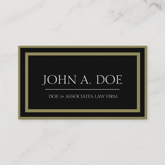 Attorney Black/Antique Gold Border Galore Business Card (Front)