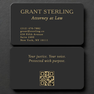 Attorney Black Gold QR Code Professional Business Card