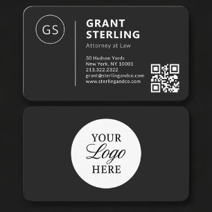 Attorney Black Logo QR Code Professional Business Card