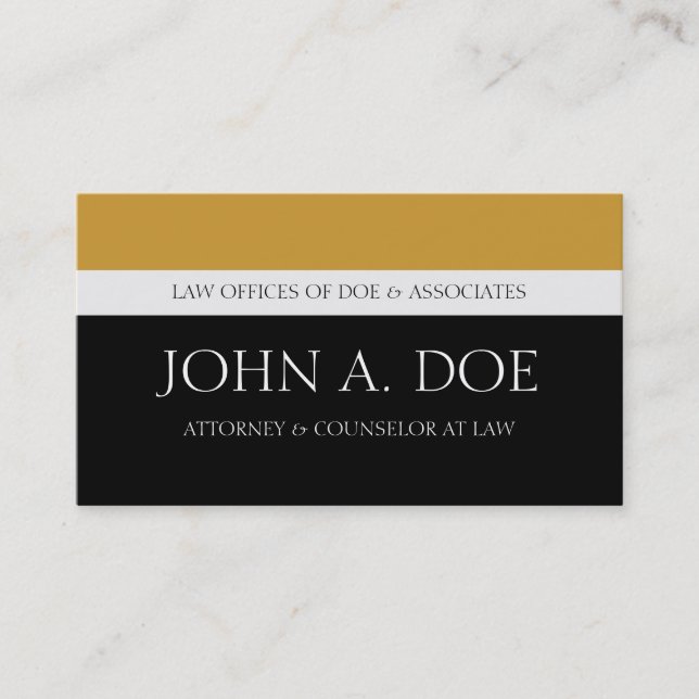 Attorney Black/Yellow Gold Touch Business Card (Front)