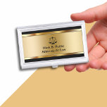 Attorney Business Card Holder<br><div class="desc">Attorney business card holder with cool simulated silver metallic background printed on the front and scale of justice with your name and profession boldly displayed for a best first impression. Designed told hold your business cards and protect them in style for a lawyer,  law firm staff,  or attorneys.</div>