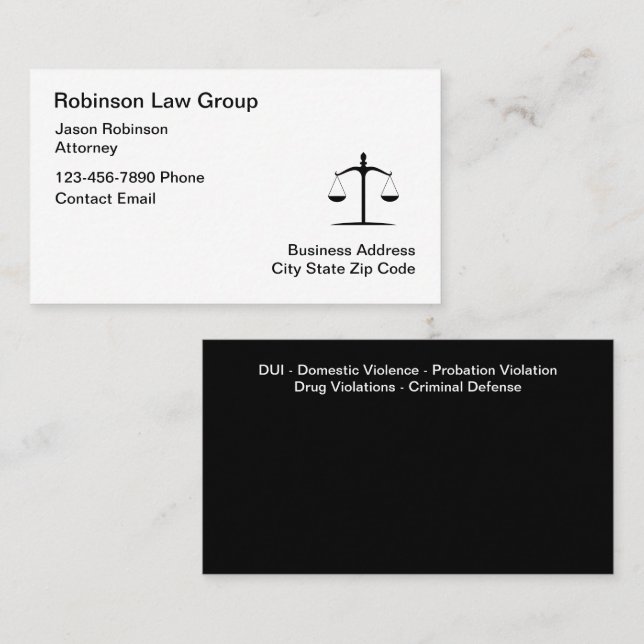 Attorney Business Cards Double Side Design (Front/Back)