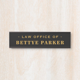 Attorney Business Law Office Black Gold Door Sign