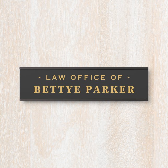 Attorney Business |  Law Office Black Gold Door Sign (Front)