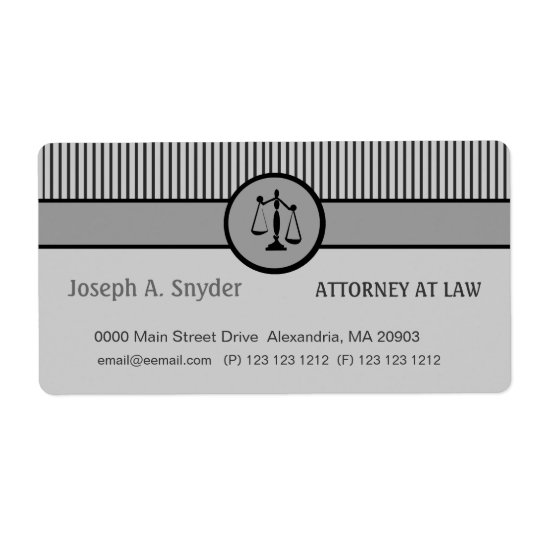 Attorney Business Striped Pattern Justice Scale Shipping Label