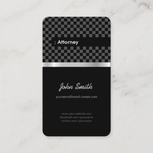 Attorney - Elegant Black Chequered Business Card