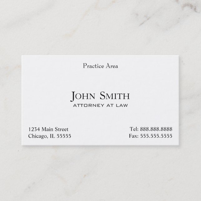 Attorney, Elegant Clean II Business Card (Front)