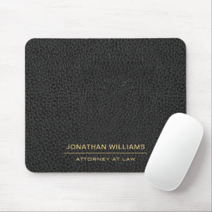 Attorney Faux Leather Custom Name Black  Mouse Mat