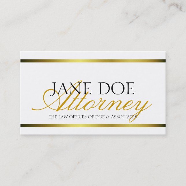 Attorney Gold Metallic Script Business Card (Front)
