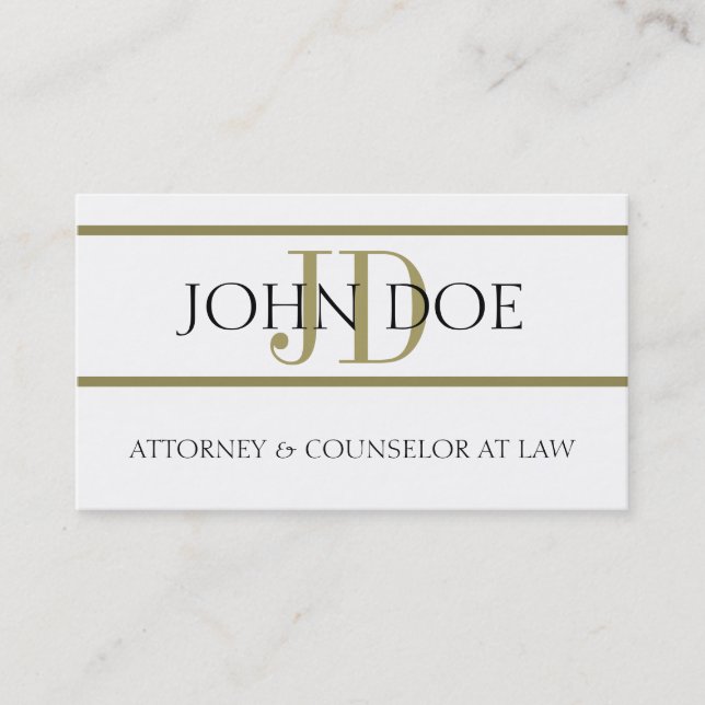 Attorney Gold Stripes - Available Letterhead - Business Card (Front)