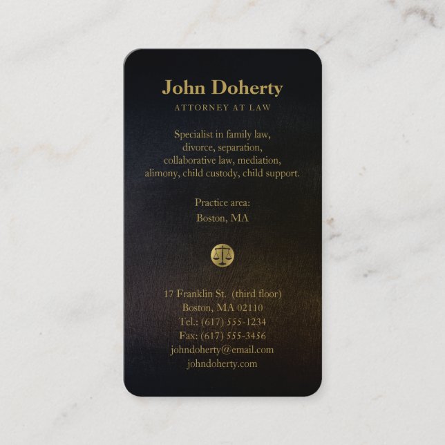 ATTORNEY | Golden Scales of Justice Business Card (Front)