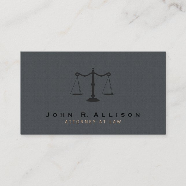 Attorney Justice Scale Grey texture Background Business Card (Front)
