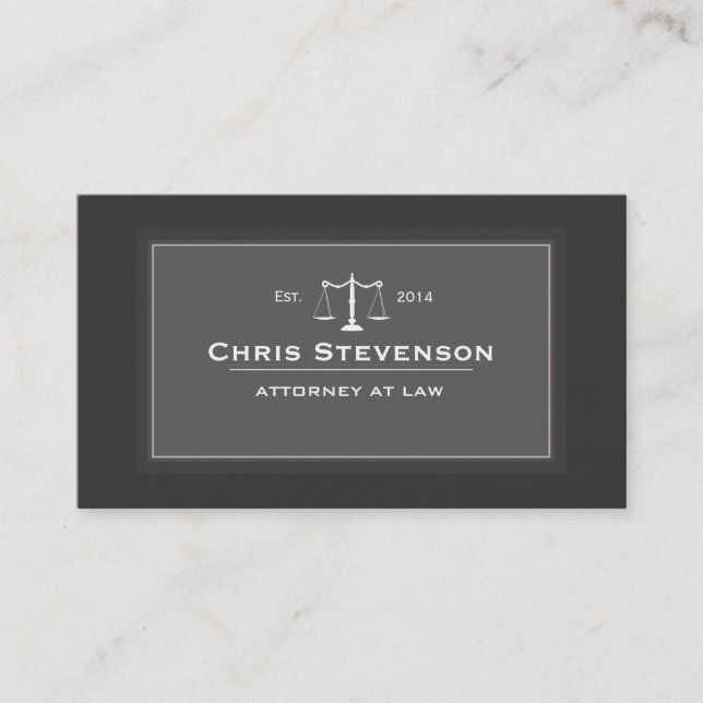 Attorney Justice Scale Traditional Black and White Business Card (Front)