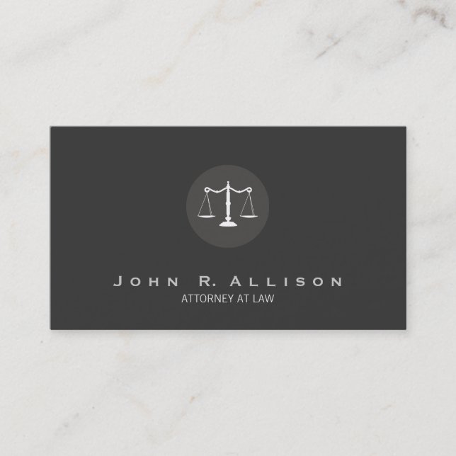 Attorney Justice Scales Black and White No. 2 Business Card (Front)