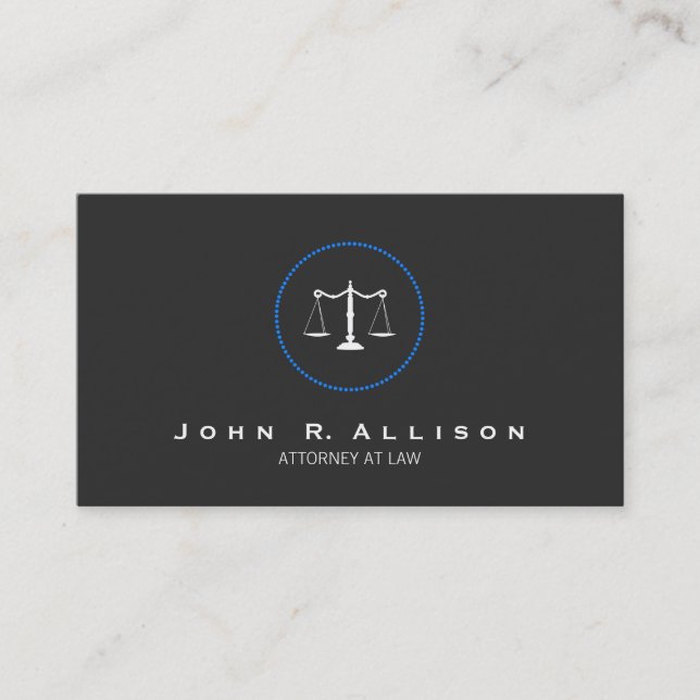 Attorney Justice Scales Black White and Blue Business Card (Front)