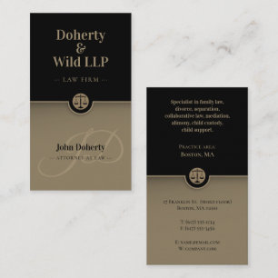 ATTORNEY   Law Scales of Justice Black Gold Busine Business Card