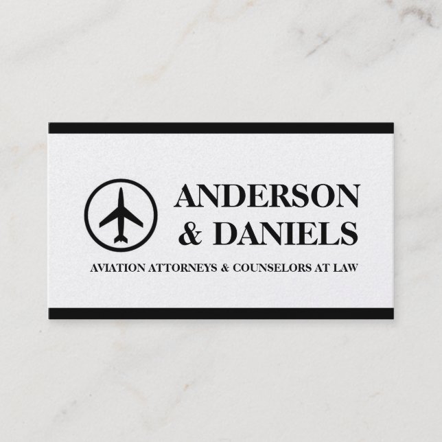 Attorney Lawyer Aeroplane Airline Aviation Law Business Card (Front)