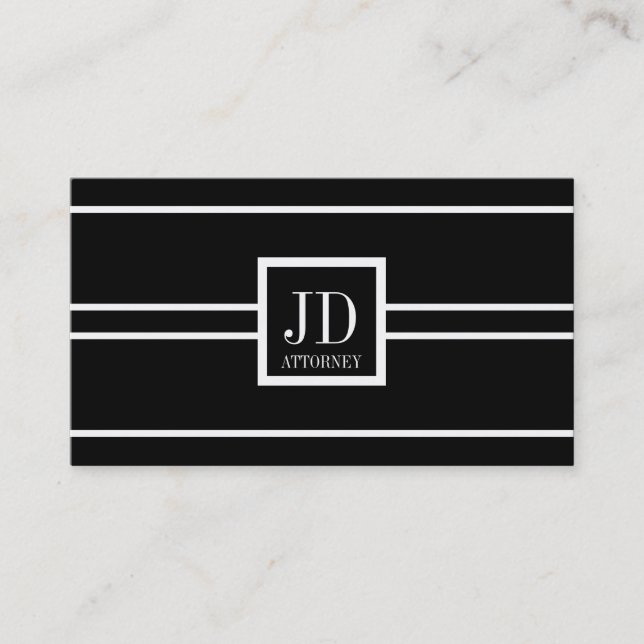Attorney Lawyer Black/White Striped Pendant Business Card (Front)
