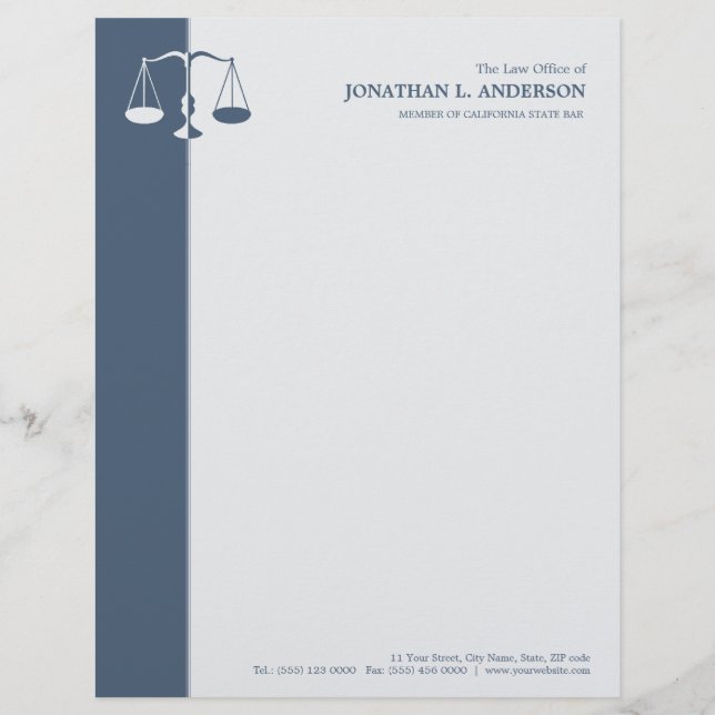 Attorney / Lawyer - Blue letterhead (Front)