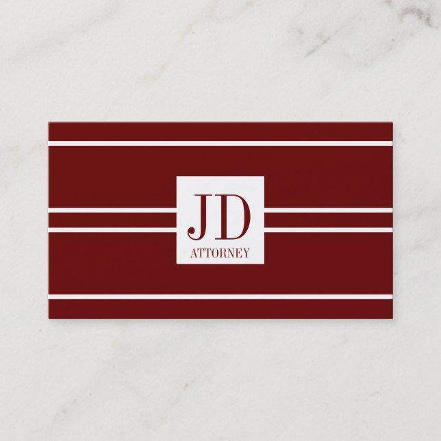 Attorney Lawyer Dark Cherry White Striped Pendant Business Card (Front)