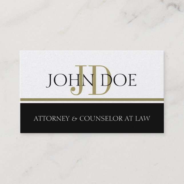 Attorney Lawyer Gold Stripe -Available Letterhead- Business Card (Front)