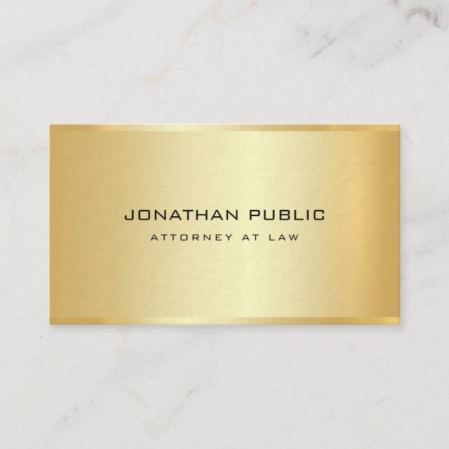 Attorney Lawyer Gold Template Law Office Modern Business Card (Front)