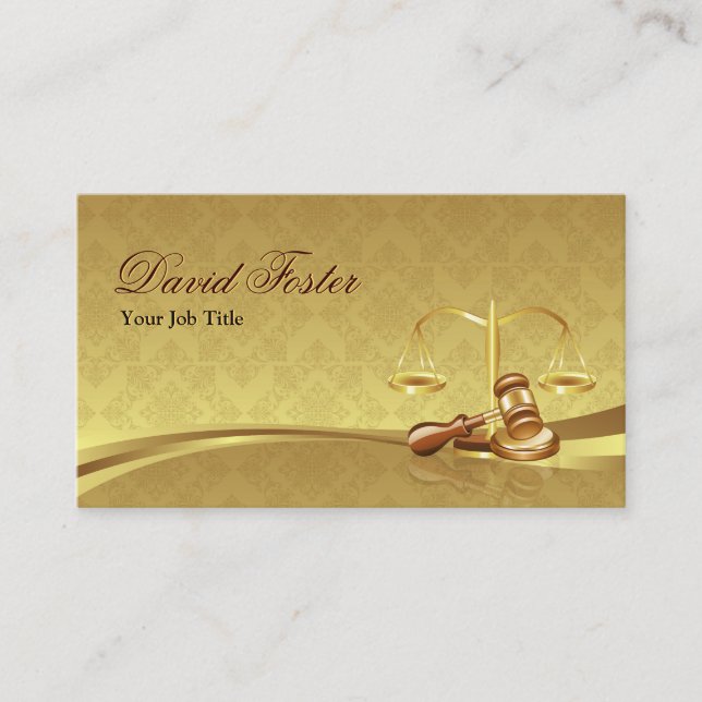 Attorney Lawyer Justice - Elegant Damask Gold Leaf Business Card (Front)