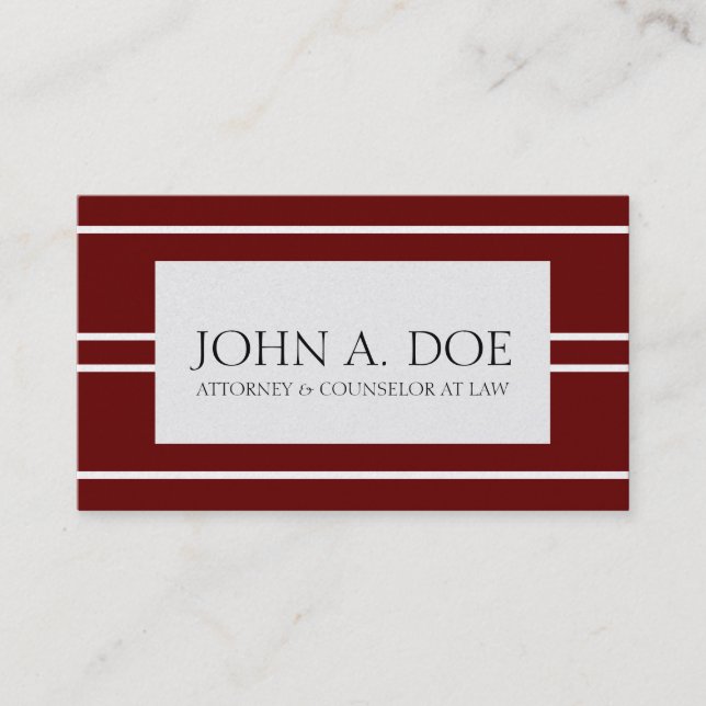 Attorney Lawyer Law Firm Cherry Gold White Stripes Business Card (Front)