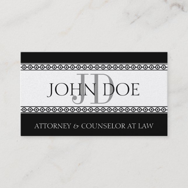 Attorney Lawyer Law Firm Monogram Platinum Diamond Business Card (Front)