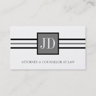 Attorney Lawyer Law Firm Monogram Platinum Paper Business Card