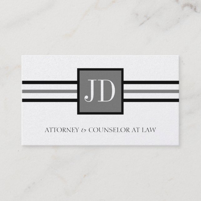 Attorney Lawyer Law Firm Monogram Platinum Paper Business Card (Front)