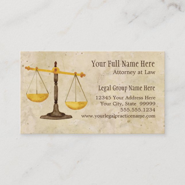Attorney Lawyer Legal Practice Judge Symbol Business Card (Front)