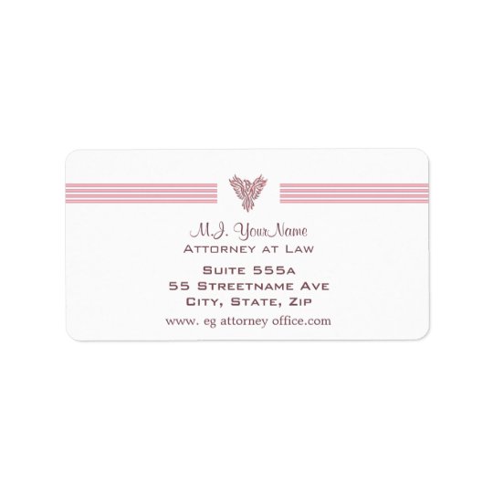 Attorney / Lawyer luxury stripes and pink phoenix Address Label