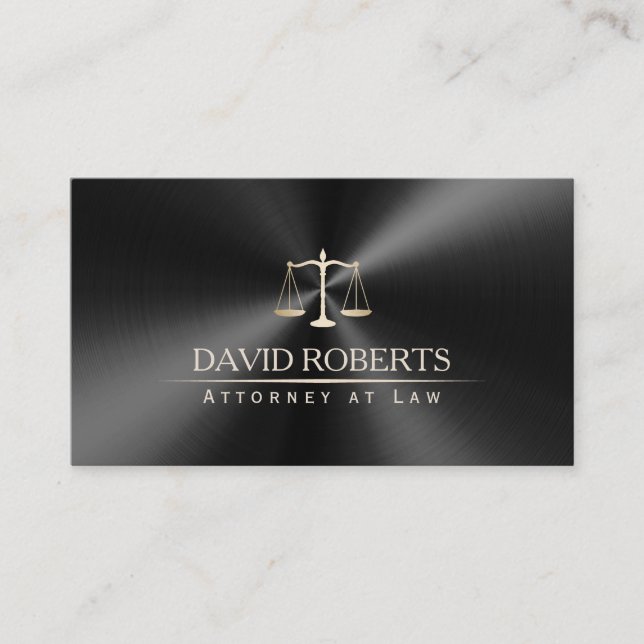 Attorney Lawyer Modern Black & Gold Metallic Business Card (Front)