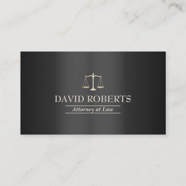 Attorney Lawyer Modern Elegant Dark Metal Business Card (Front)