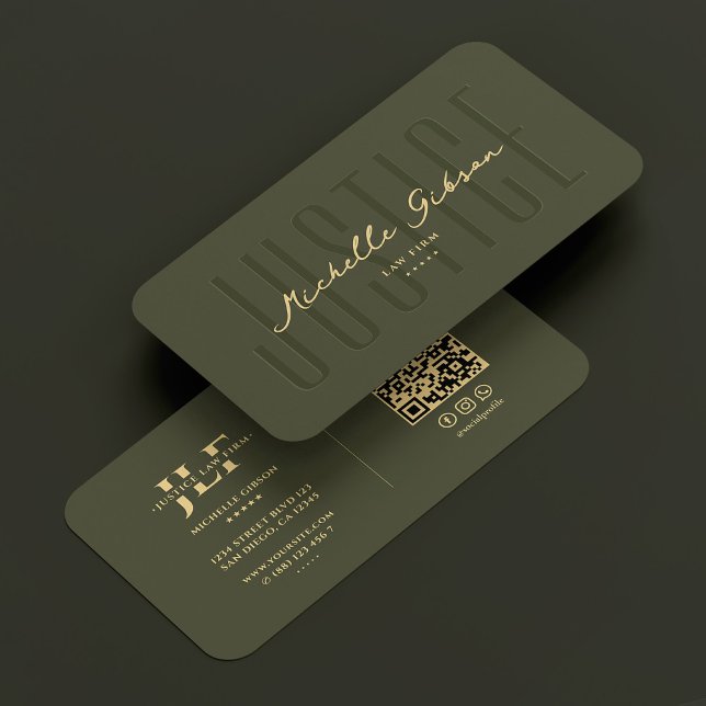 Attorney Lawyer Monogram Justice Army Green Modern Business Card (Attorney Lawyer Monogram Justice Army Green Modern Business Card
)