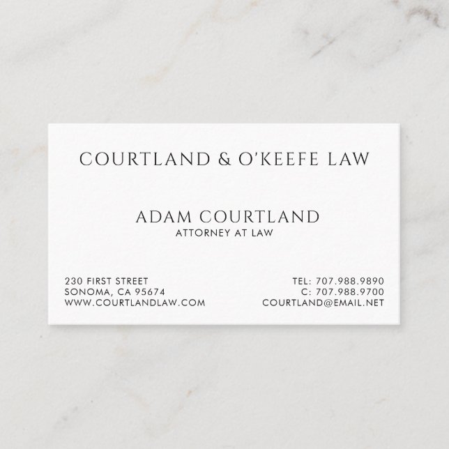 Attorney Lawyer Simple Clean Professional  Business Card (Front)
