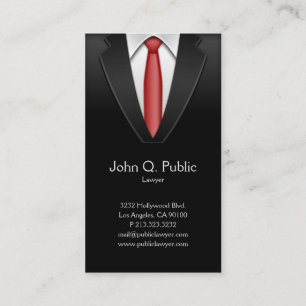 Attorney Lawyer Tailor Black Suit Red Tie Business Card