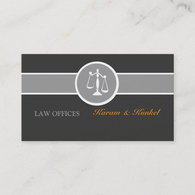 Attorney Legal Justice Scales Black|White|Grey Business Card (Front)