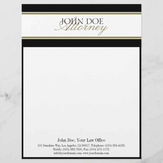 Attorney Letterhead Gold Script MatchBusinessCard (Front)