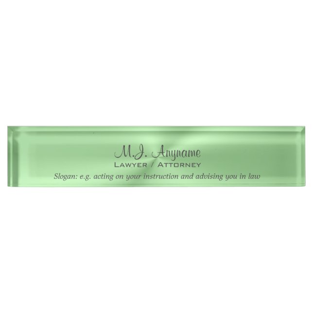 Attorney Luxury apple green justice slogan Nameplate (Front)