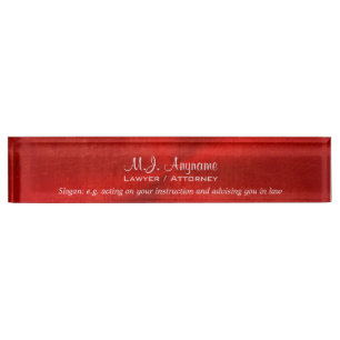 Attorney Luxury bright red leather-look and slogan Nameplate