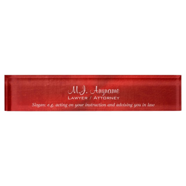 Attorney Luxury bright red leather-look and slogan Nameplate (Front)